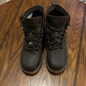 KEEN Men's Dark Brown Leather Boots STEEL TOE - Only worn a few times